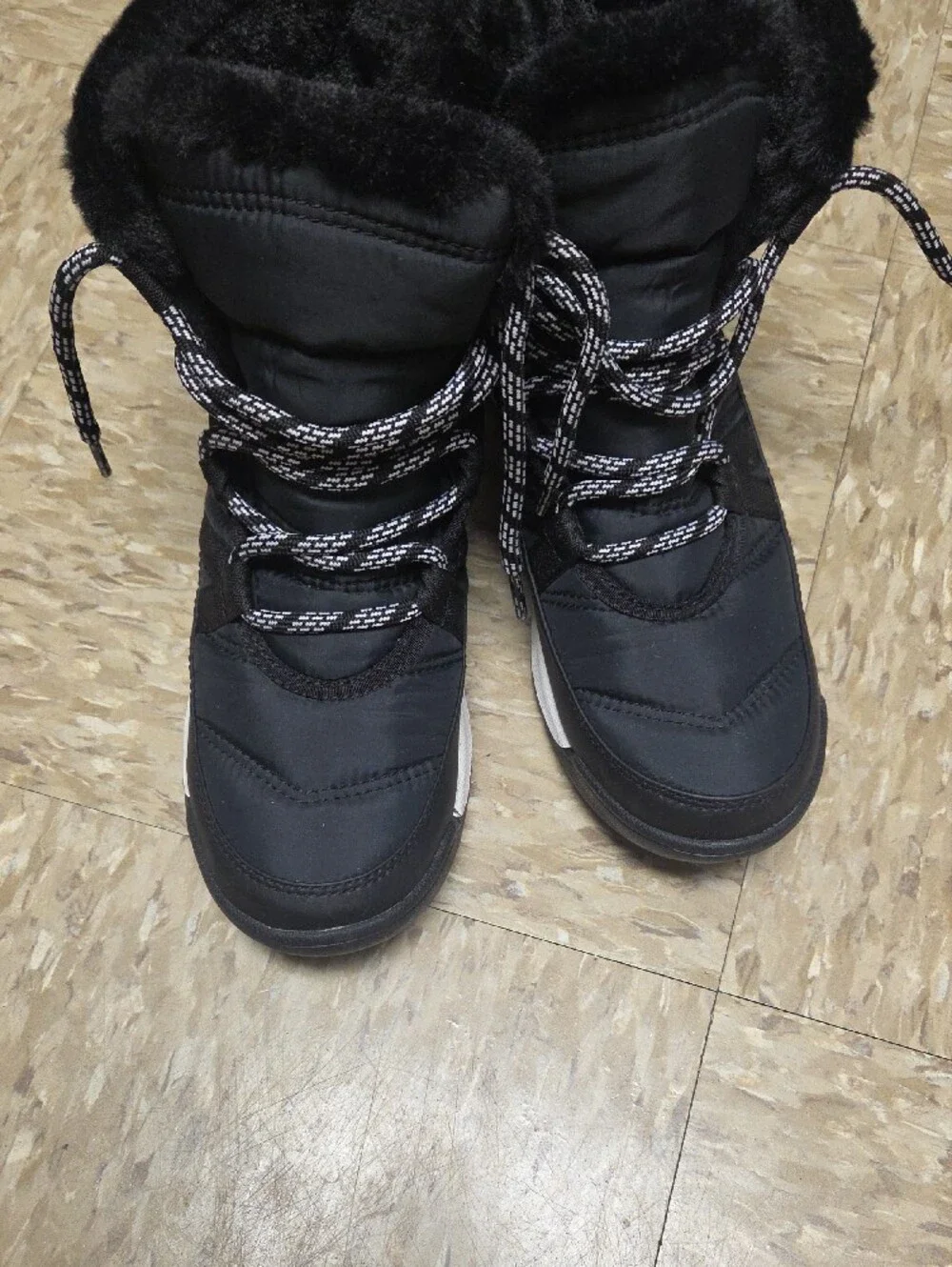 Sorel Black Faux-Fur Lace-Up Winter Boots